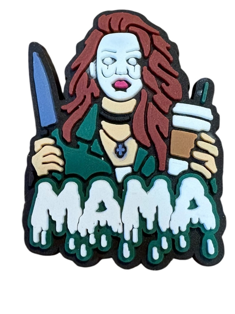 Mama Michael Myers Mask & Coffee Croc Charm